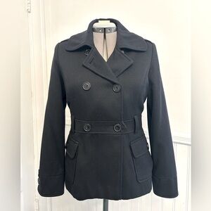 Ben Sherman Women's Black Double-Breasted Pea Coat